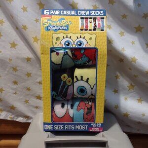 Spongebob 6 Pair Casual Crew Socks Set